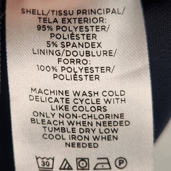 Ann Taylor Jumpsuit Halter Wide Leg WMNS L Navy Blue Sleeveless Tie Waist EUC - Picture 15 of 16